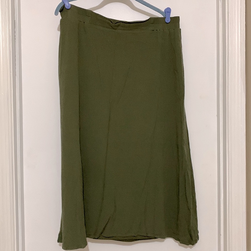 Army green midi skirt